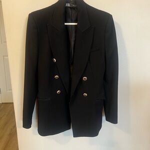 Zara Black Blazer with Gold Buttons